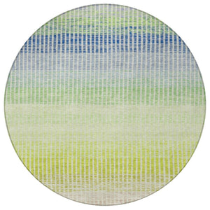 HomeRoots 8' Vibrant Chili Red, Green & Blue Round Striped Washable Rug – Perfect for Indoor & Outdoor Spaces! 658881
