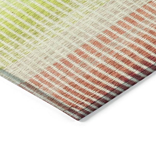 HomeRoots 8' Vibrant Chili Red, Green & Blue Round Striped Washable Rug – Perfect for Indoor & Outdoor Spaces! 658881