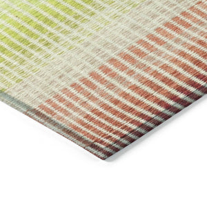 HomeRoots 10' Chili Red, Green & Blue Striped Washable Area Rug - Perfect for Indoor & Outdoor Spaces! 658884