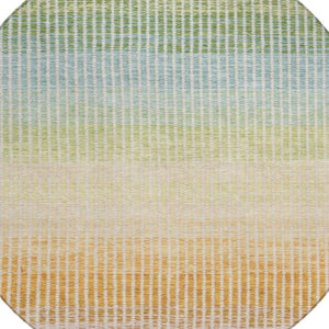 HomeRoots 8' Vibrant Salmon, Blue & Peach Round Striped Area Rug - Washable, Durable for Indoor/Outdoor Use! 658893