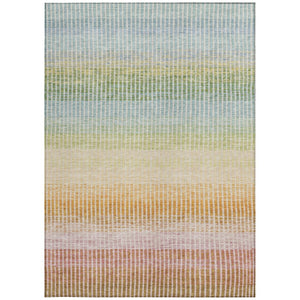 HomeRoots 10' Stylish Salmon Blue & Peach Striped Washable Indoor-Outdoor Area Rug for High-Traffic Spaces 658896