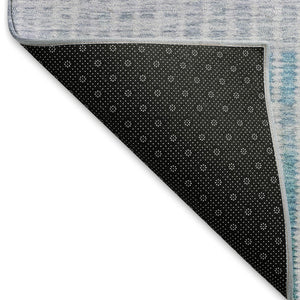 HomeRoots 8' Vibrant Teal Blue, Purple & Gray Round Striped Area Rug – Washable, Durable for Indoor & Outdoor Use 658899