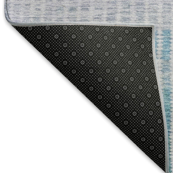 HomeRoots 8' Vibrant Teal Blue, Purple & Gray Round Striped Area Rug – Washable, Durable for Indoor & Outdoor Use 658899