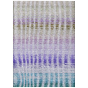 HomeRoots 10' Washable Striped Area Rug in Teal, Blue, Purple & Gray - Perfect for Indoor & Outdoor Spaces! 658902