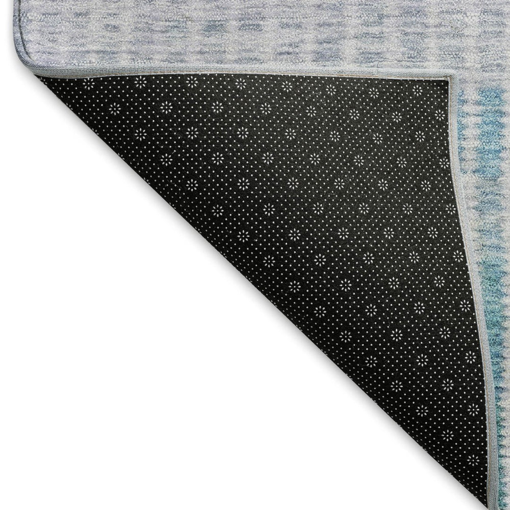 HomeRoots 10' Washable Striped Area Rug in Teal, Blue, Purple & Gray - Perfect for Indoor & Outdoor Spaces! 658902