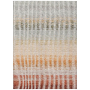 HomeRoots 5' X 8' Stylish Terra Cotta Orange & Gray Striped Washable Rug for Indoor & Outdoor Versatility 658904