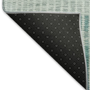 HomeRoots 8' Turquoise and Gray Striped Washable Area Rug for Indoor & Outdoor Spaces - Durable & Stylish 658911