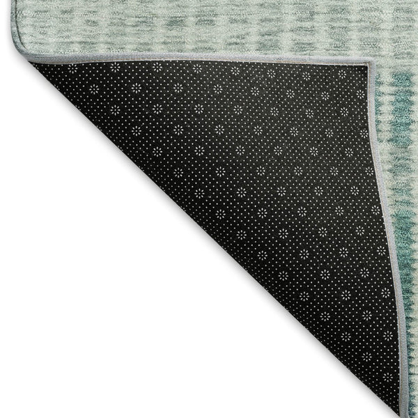 HomeRoots 8' Turquoise and Gray Striped Washable Area Rug for Indoor & Outdoor Spaces - Durable & Stylish 658911