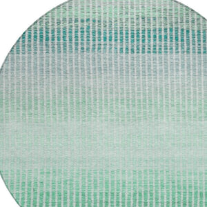 HomeRoots 8' Turquoise and Gray Striped Washable Area Rug for Indoor & Outdoor Spaces - Durable & Stylish 658911