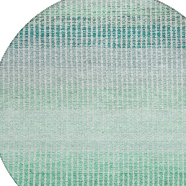 HomeRoots 8' Turquoise and Gray Striped Washable Area Rug for Indoor & Outdoor Spaces - Durable & Stylish 658911