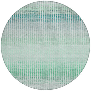 HomeRoots 8' Turquoise and Gray Striped Washable Area Rug for Indoor & Outdoor Spaces - Durable & Stylish 658911