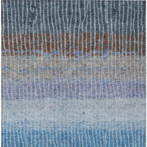 HomeRoots 8' X 10' Striped Washable Area Rug - Durable Blue, Brown & Green Design for Indoor/Outdoor Use 658918