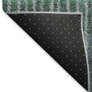 HomeRoots 8' X 10' Striped Washable Area Rug - Durable Blue, Brown & Green Design for Indoor/Outdoor Use 658918