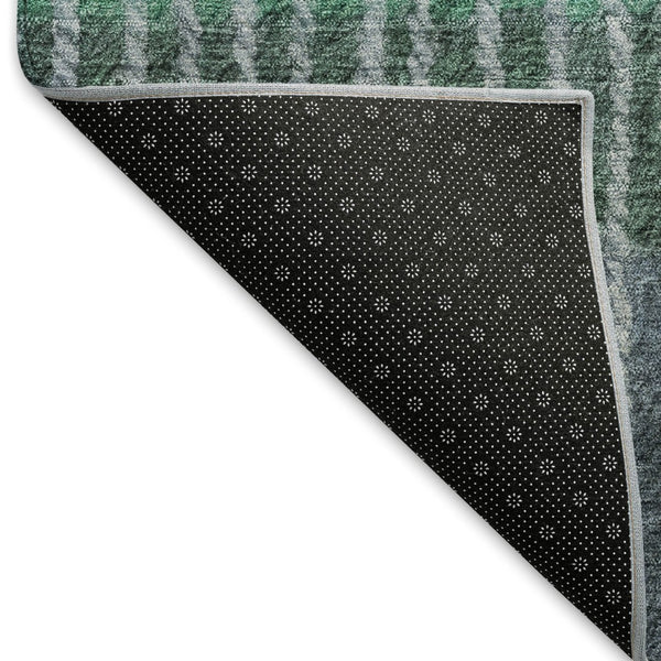 HomeRoots 8' X 10' Striped Washable Area Rug - Durable Blue, Brown & Green Design for Indoor/Outdoor Use 658918