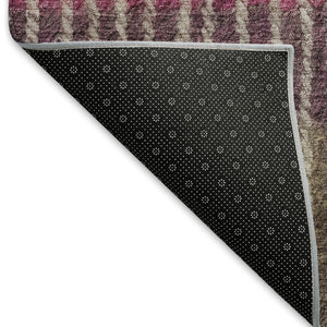 HomeRoots 8' Round Striped Area Rug - Chocolate, Orange & Pink - Washable, Durable for Indoor/Outdoor Use 658923