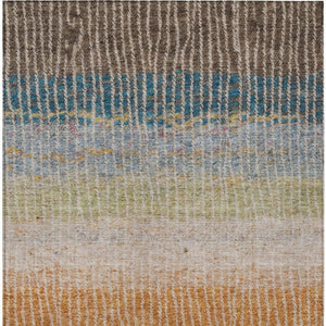 HomeRoots 9' Chocolate Orange & Pink Striped Washable Area Rug - Durable, Stylish for Indoor/Outdoor Spaces 658925