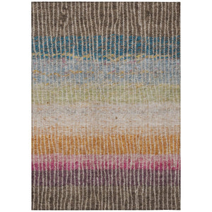 HomeRoots 9' Chocolate Orange & Pink Striped Washable Area Rug - Durable, Stylish for Indoor/Outdoor Spaces 658925