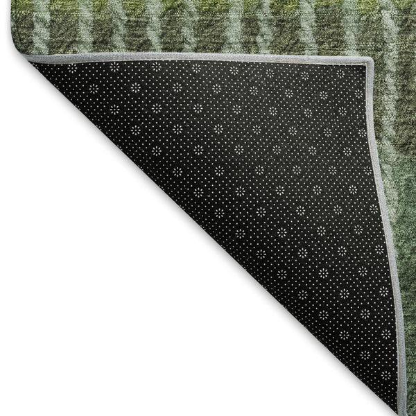 HomeRoots 8' Striped Fern Green and Purple Round Area Rug – Washable, Stain-Resistant for Indoor & Outdoor Use 658929
