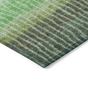 HomeRoots 8' Striped Fern Green and Purple Round Area Rug – Washable, Stain-Resistant for Indoor & Outdoor Use 658929