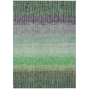 HomeRoots 8' X 10' Washable Fern Green and Purple Striped Area Rug - Perfect for Indoor & Outdoor Spaces! 658930