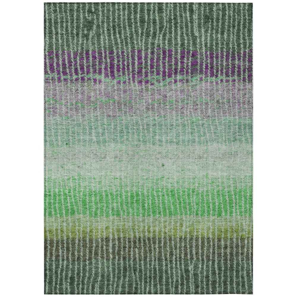 HomeRoots 9' Indoor Outdoor Area Rug in Fern Green & Purple Stripes - Stylish, Washable, Durable & Versatile! 658931