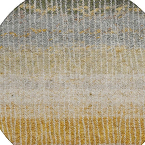 HomeRoots 8' Round Striped Area Rug in Brown, Gold & Gray - Washable, Stain-Resistant, Indoor/Outdoor Use! 658935