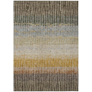 HomeRoots 10' Striped Washable Area Rug in Brown, Gold & Gray – Perfect for Indoor/Outdoor Spaces & Pets! 658938