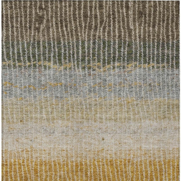 HomeRoots 10' Striped Washable Area Rug in Brown, Gold & Gray – Perfect for Indoor/Outdoor Spaces & Pets! 658938