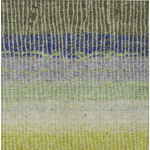 HomeRoots 9' Washable Olive Green, Red & Purple Striped Area Rug - Durable Indoor/Outdoor Style for All Spaces 658943