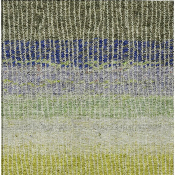 HomeRoots 9' Washable Olive Green, Red & Purple Striped Area Rug - Durable Indoor/Outdoor Style for All Spaces 658943