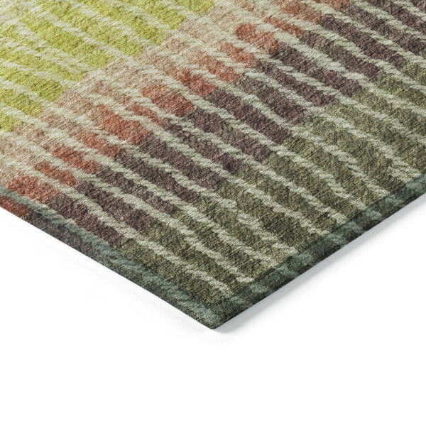 HomeRoots 10' Colorful Striped Washable Area Rug - Olive Green, Red & Purple for Indoor/Outdoor Use, Durable! 658944