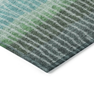 HomeRoots 8' Vibrant Teal Blue & Green Round Striped Area Rug – Washable, Durable, Perfect for Indoor & Outdoor Use 658947