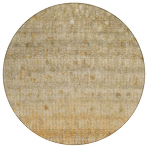 HomeRoots 8' Beige and Gold Round Striped Rug - Durable, Washable, Versatile for Indoor & Outdoor Spaces! 658953