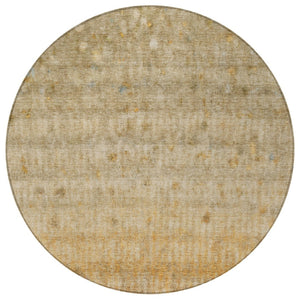 HomeRoots 8' Beige and Gold Round Striped Rug - Durable, Washable, Versatile for Indoor & Outdoor Spaces! 658953