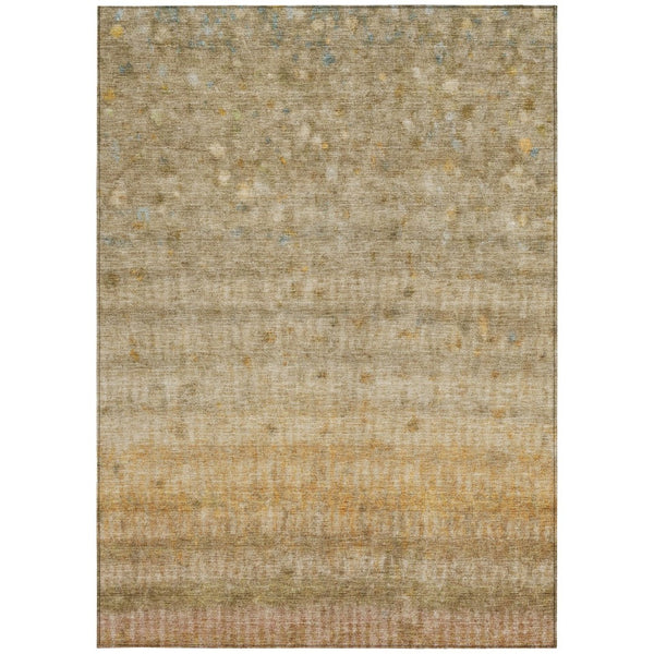 HomeRoots 8' X 10' Beige and Gold Striped Washable Rug – Durable, Stylish Floor Covering for Indoor & Outdoor Use 658954