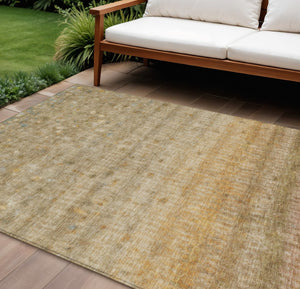 HomeRoots 8' X 10' Beige and Gold Striped Washable Rug – Durable, Stylish Floor Covering for Indoor & Outdoor Use 658954