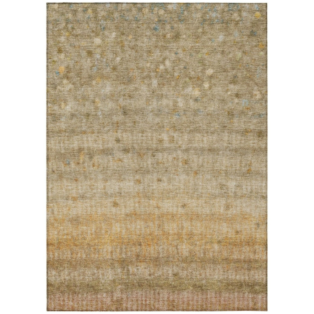 HomeRoots 8' X 10' Beige and Gold Striped Washable Rug – Durable, Stylish Floor Covering for Indoor & Outdoor Use 658954