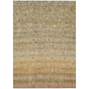 HomeRoots 8' X 10' Beige and Gold Striped Washable Rug – Durable, Stylish Floor Covering for Indoor & Outdoor Use 658954