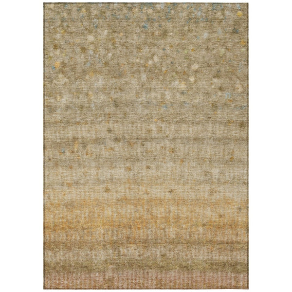 HomeRoots 8' X 10' Beige and Gold Striped Washable Rug – Durable, Stylish Floor Covering for Indoor & Outdoor Use 658954
