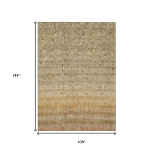 HomeRoots 9' Beige and Gold Striped Washable Rug – Durable Indoor/Outdoor Area Rug for High-Traffic Spaces 658955