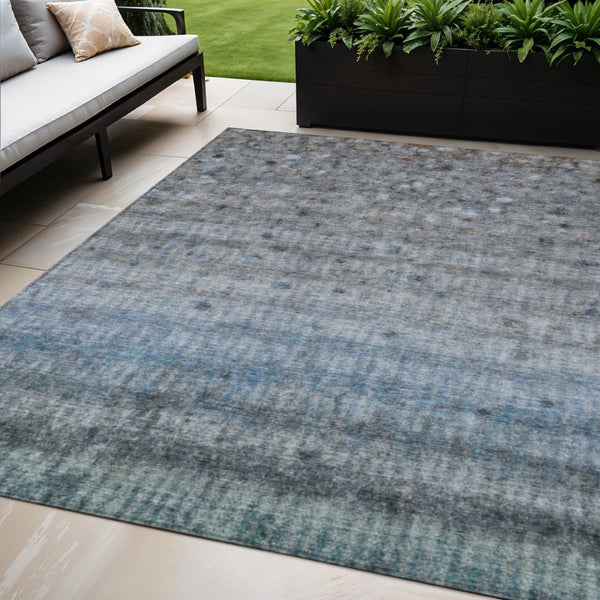 HomeRoots 5' Stylish Blue and Gray Striped Area Rug – Durable, Washable, Versatile for Indoor & Outdoor Use 658958