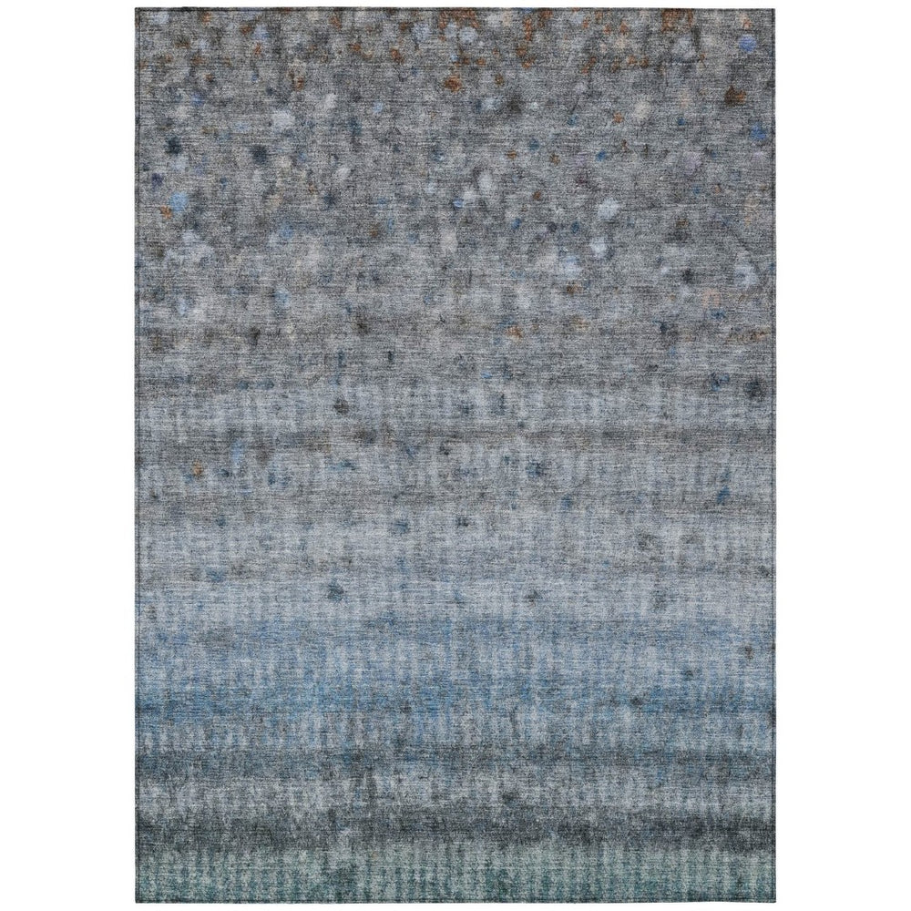 HomeRoots 5' Stylish Blue and Gray Striped Area Rug – Durable, Washable, Versatile for Indoor & Outdoor Use 658958