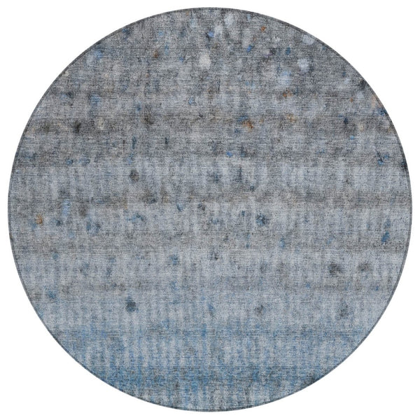 HomeRoots 8' Stylish Blue and Gray Striped Washable Area Rug – Durable Indoor/Outdoor Design for Any Space 658959