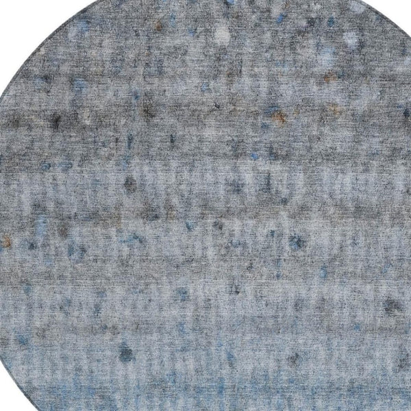 HomeRoots 8' Stylish Blue and Gray Striped Washable Area Rug – Durable Indoor/Outdoor Design for Any Space 658959