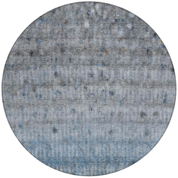 HomeRoots 8' Stylish Blue and Gray Striped Washable Area Rug – Durable Indoor/Outdoor Design for Any Space 658959