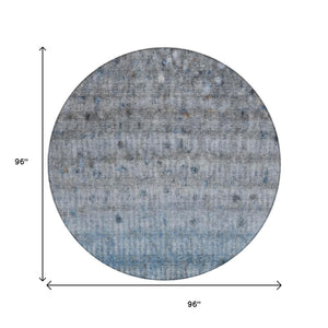 HomeRoots 8' Stylish Blue and Gray Striped Washable Area Rug – Durable Indoor/Outdoor Design for Any Space 658959