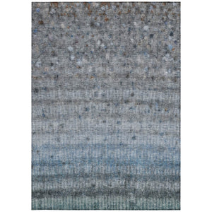 HomeRoots 9' Blue and Gray Striped Washable Area Rug - Durable, Stain-Resistant Indoor/Outdoor Decor Solution 658961