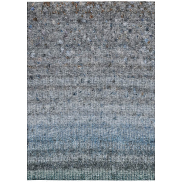 HomeRoots 9' Blue and Gray Striped Washable Area Rug - Durable, Stain-Resistant Indoor/Outdoor Decor Solution 658961
