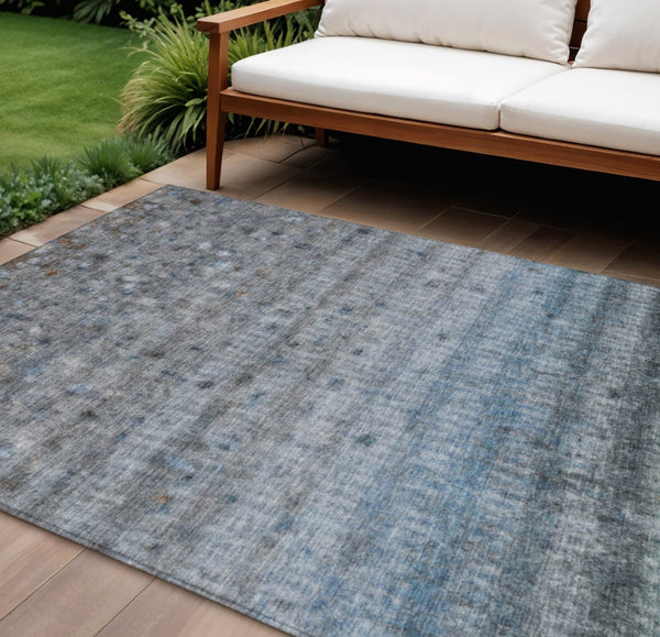 HomeRoots 9' Blue and Gray Striped Washable Area Rug - Durable, Stain-Resistant Indoor/Outdoor Decor Solution 658961