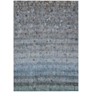 HomeRoots 9' Blue and Gray Striped Washable Area Rug - Durable, Stain-Resistant Indoor/Outdoor Decor Solution 658961